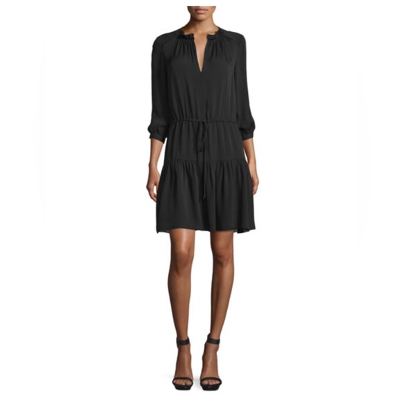 Rebecca Taylor silk georgette black mini dress size 0 - Picture 1 of 9